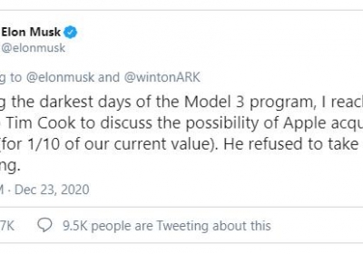 Elon Musk đã cố bán Tesla cho Apple với giá 60 tỷ USD, nhưng Tim Cook từ chối